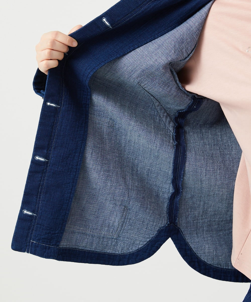 NGDEF16390 GIANNI LO GIUDICE(ジャンニ ロ ジュディチェ) [洗える]二重織ガーゼデニム製品染めフード付きブルゾン ネイビー