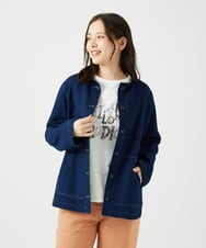 NGDEF16390 GIANNI LO GIUDICE(ジャンニ ロ ジュディチェ) [洗える]二重織ガーゼデニム製品染めフード付きブルゾン ネイビー