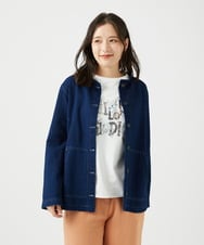 NGDEF16390 GIANNI LO GIUDICE(ジャンニ ロ ジュディチェ) [洗える]二重織ガーゼデニム製品染めフード付きブルゾン ネイビー