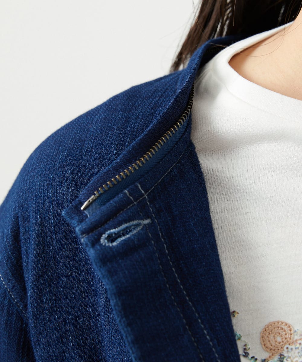 NGDEF16390 GIANNI LO GIUDICE(ジャンニ ロ ジュディチェ) [洗える]二重織ガーゼデニム製品染めフード付きブルゾン ネイビー