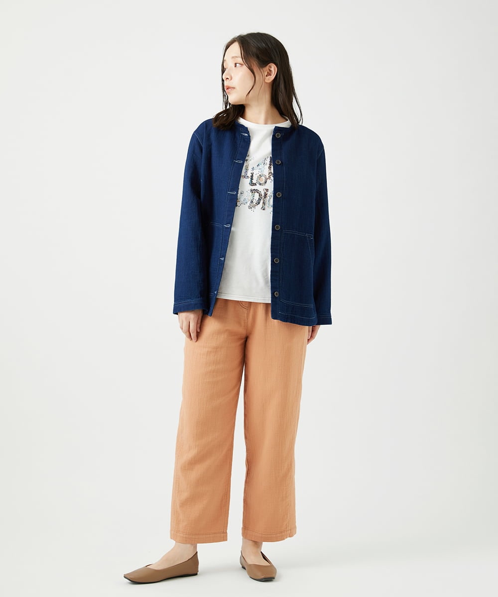 NGDEF16390 GIANNI LO GIUDICE(ジャンニ ロ ジュディチェ) [洗える]二重織ガーゼデニム製品染めフード付きブルゾン ネイビー