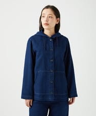 NGDEF16390 GIANNI LO GIUDICE(ジャンニ ロ ジュディチェ) [洗える]二重織ガーゼデニム製品染めフード付きブルゾン ネイビー