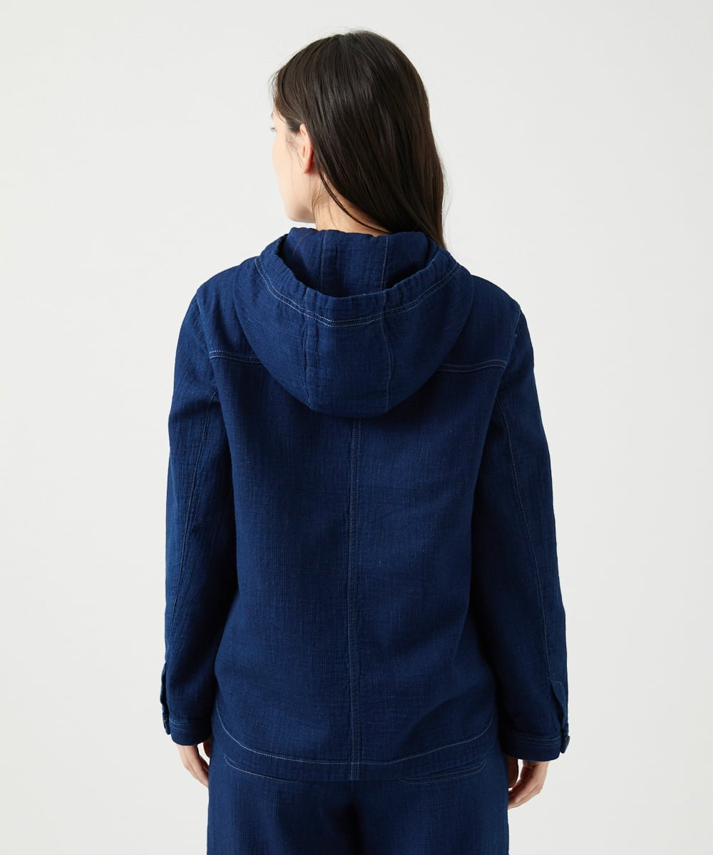 NGDEF16390 GIANNI LO GIUDICE(ジャンニ ロ ジュディチェ) [洗える]二重織ガーゼデニム製品染めフード付きブルゾン ネイビー