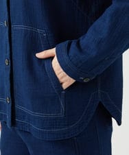 NGDEF16390 GIANNI LO GIUDICE(ジャンニ ロ ジュディチェ) [洗える]二重織ガーゼデニム製品染めフード付きブルゾン ネイビー