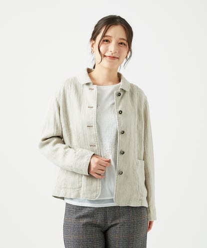 NGDEF17430  綿麻ヘリンボーンジャケット