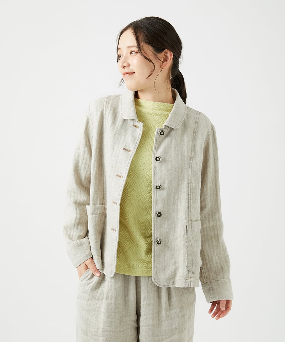 NGDEF17430 GIANNI LO GIUDICE(ジャンニ ロ ジュディチェ) 綿麻ヘリンボーンジャケット ベージュ