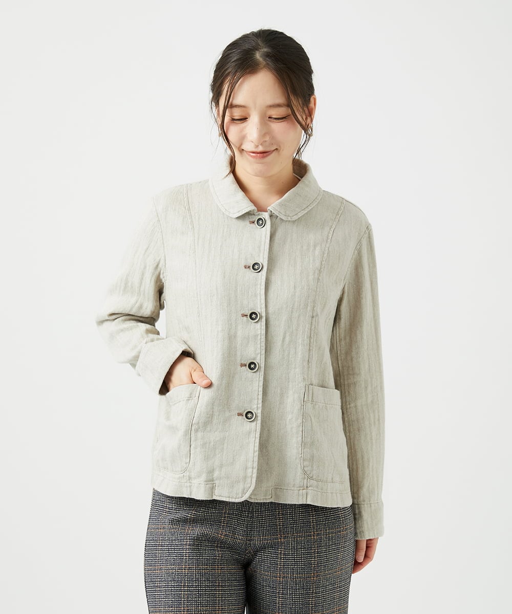 NGDEF17430 GIANNI LO GIUDICE(ジャンニ ロ ジュディチェ) 綿麻ヘリンボーンジャケット ベージュ