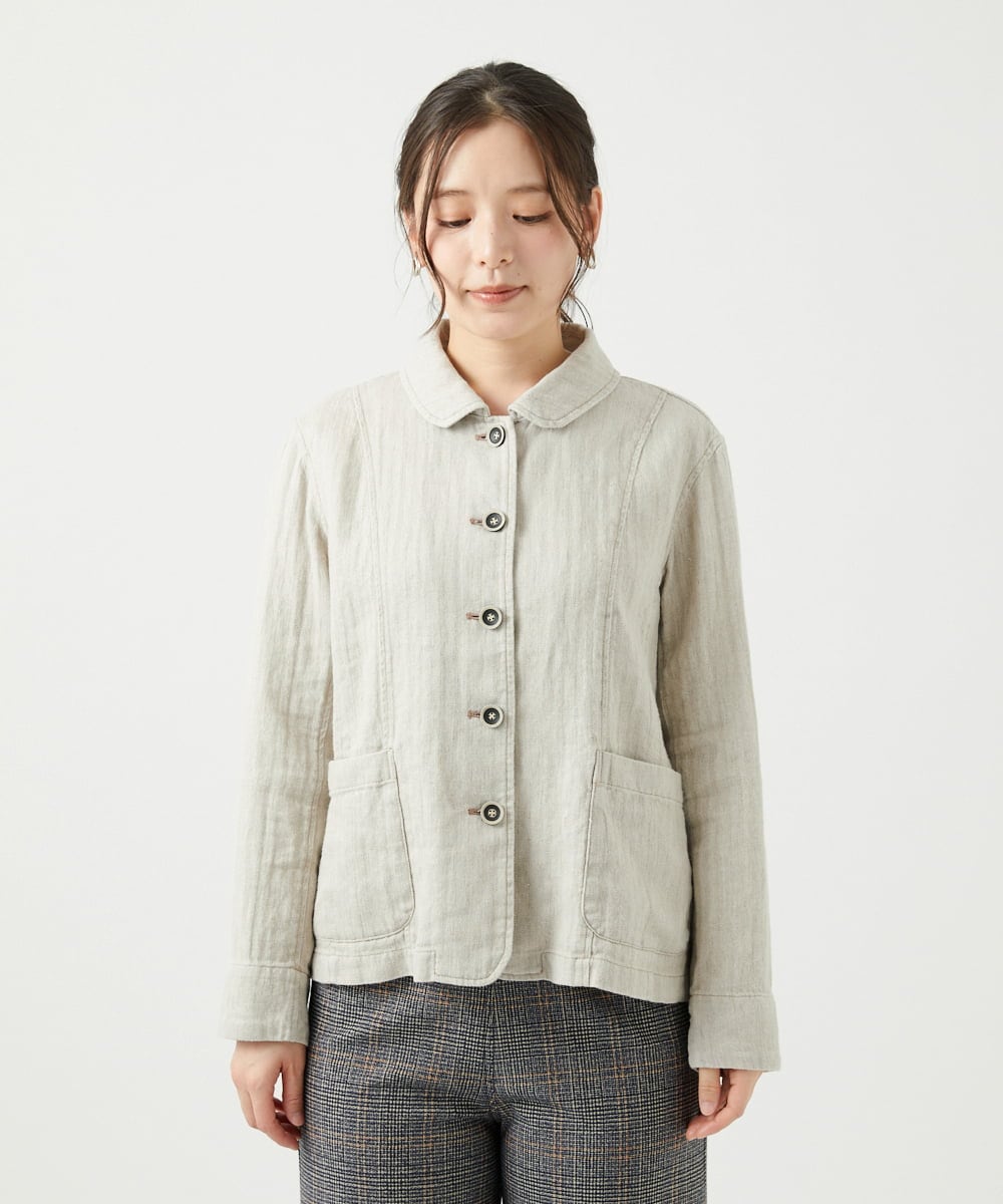 NGDEF17430 GIANNI LO GIUDICE(ジャンニ ロ ジュディチェ) 綿麻ヘリンボーンジャケット ベージュ