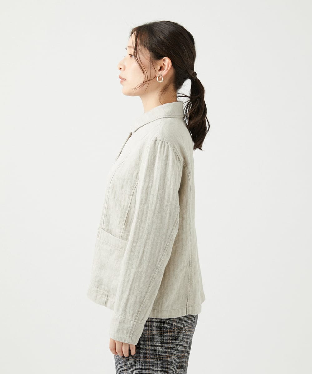 NGDEF17430 GIANNI LO GIUDICE(ジャンニ ロ ジュディチェ) 綿麻ヘリンボーンジャケット ベージュ