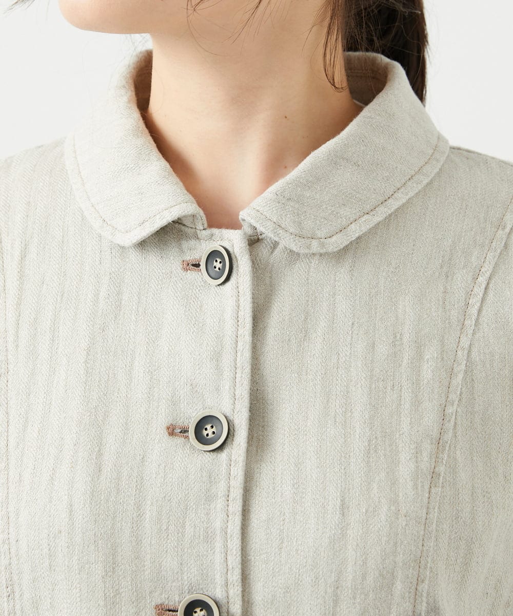 NGDEF17430 GIANNI LO GIUDICE(ジャンニ ロ ジュディチェ) 綿麻ヘリンボーンジャケット ベージュ