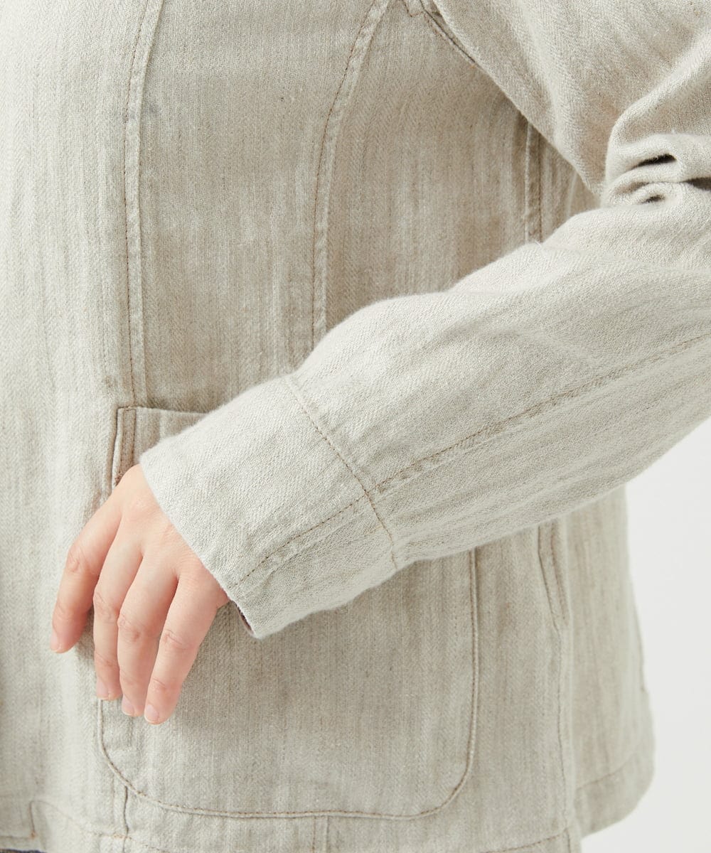 NGDEF17430 GIANNI LO GIUDICE(ジャンニ ロ ジュディチェ) 綿麻ヘリンボーンジャケット ベージュ