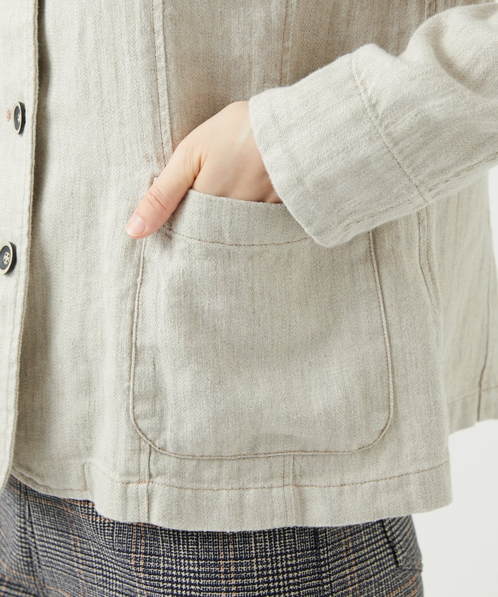 NGDEF17430 GIANNI LO GIUDICE(ジャンニ ロ ジュディチェ) 綿麻ヘリンボーンジャケット ベージュ