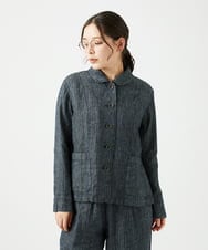 NGDEF17430 GIANNI LO GIUDICE(ジャンニ ロ ジュディチェ) 綿麻ヘリンボーンジャケット ブラック