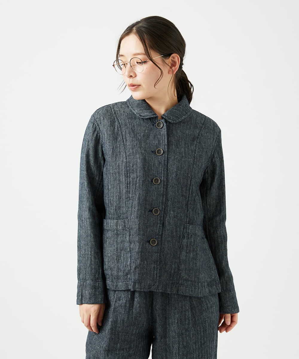 NGDEF17430 GIANNI LO GIUDICE(ジャンニ ロ ジュディチェ) 綿麻ヘリンボーンジャケット ブラック