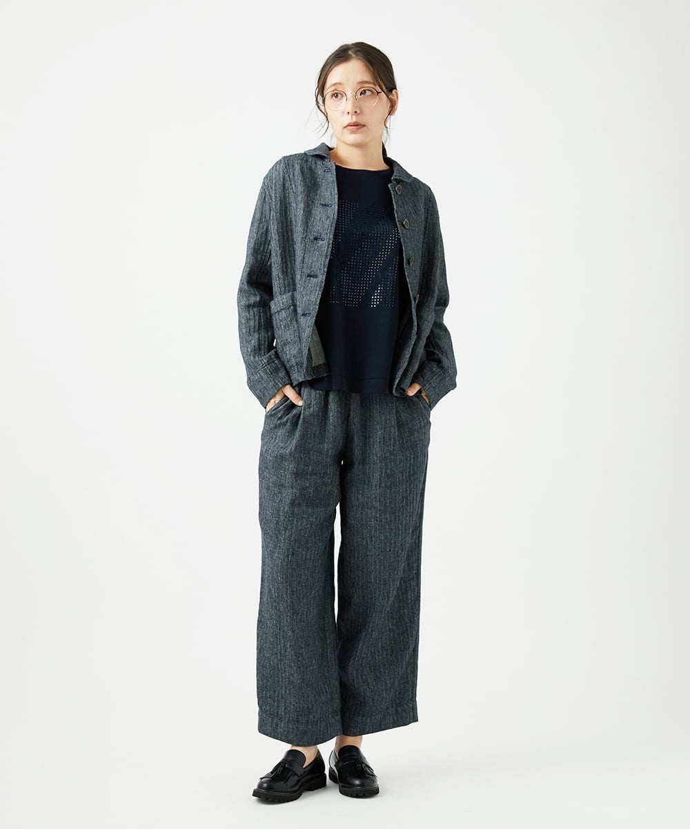 NGDEF17430 GIANNI LO GIUDICE(ジャンニ ロ ジュディチェ) 綿麻ヘリンボーンジャケット ブラック