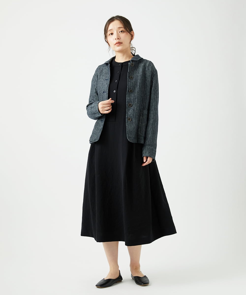 NGDEF17430 GIANNI LO GIUDICE(ジャンニ ロ ジュディチェ) 綿麻ヘリンボーンジャケット ブラック