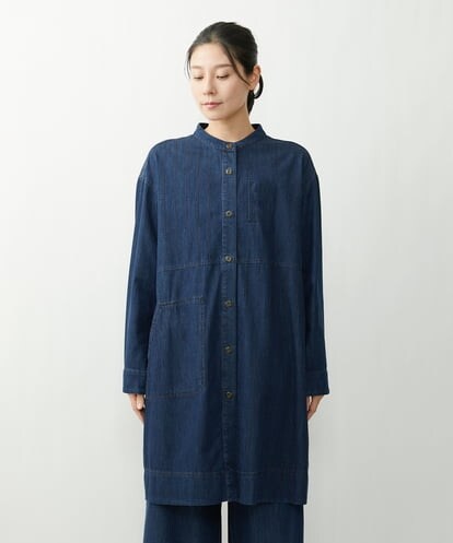 NGDES20330 GIANNI LO GIUDICE フリクションデニムノーカラーロングブラウス