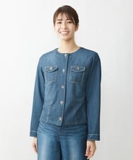 NGDET21330 GIANNI LO GIUDICE(ジャンニ ロ ジュディチェ) デニム柄転写プリントジャケット ネイビー