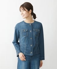 NGDET21330 GIANNI LO GIUDICE(ジャンニ ロ ジュディチェ) デニム柄転写プリントジャケット ネイビー