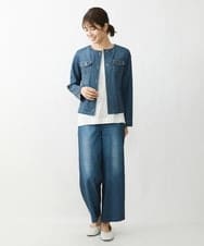 NGDET21330 GIANNI LO GIUDICE(ジャンニ ロ ジュディチェ) デニム柄転写プリントジャケット ネイビー