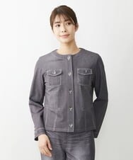 NGDET21330 GIANNI LO GIUDICE(ジャンニ ロ ジュディチェ) デニム柄転写プリントジャケット ブラック