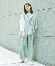 NGDGA30360 GIANNI LO GIUDICE(ジャンニ ロ ジュディチェ) [洗える]コットンナイロンカノコ編みロングジレ ライトグレー