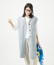 NGDGA30360 GIANNI LO GIUDICE(ジャンニ ロ ジュディチェ) [洗える]コットンナイロンカノコ編みロングジレ ライトグレー