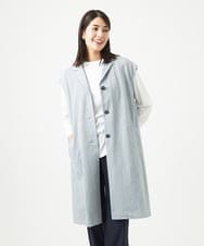 NGDGA30360 GIANNI LO GIUDICE(ジャンニ ロ ジュディチェ) [洗える]コットンナイロンカノコ編みロングジレ ライトグレー