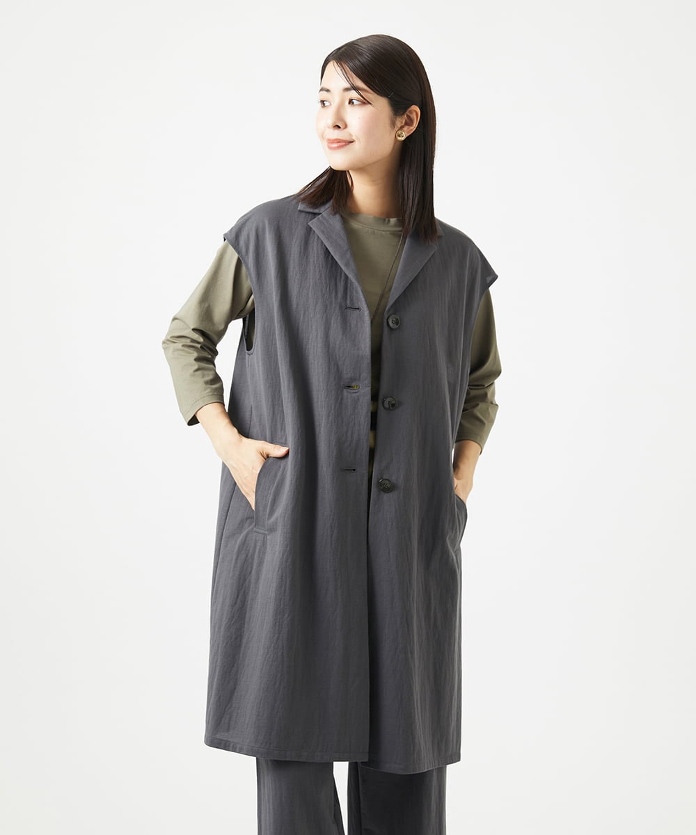 NGDGA30360 GIANNI LO GIUDICE(ジャンニ ロ ジュディチェ) [洗える]コットンナイロンカノコ編みロングジレ ダークグレー