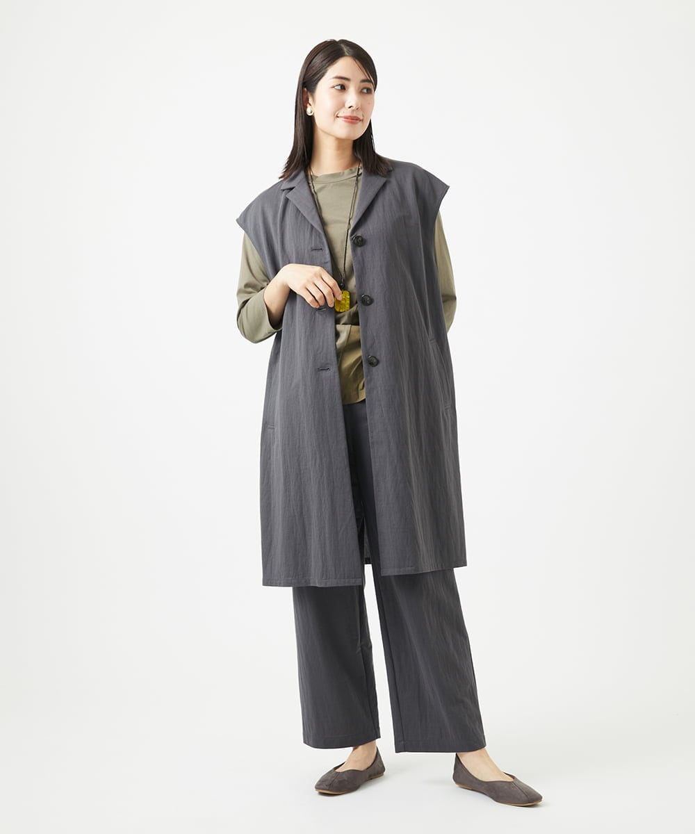 NGDGA30360 GIANNI LO GIUDICE(ジャンニ ロ ジュディチェ) [洗える]コットンナイロンカノコ編みロングジレ ダークグレー