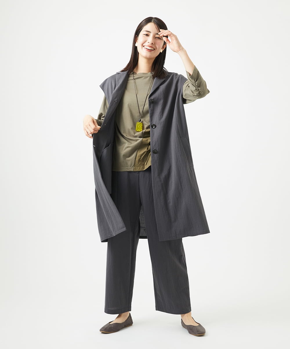 NGDGA30360 GIANNI LO GIUDICE(ジャンニ ロ ジュディチェ) [洗える]コットンナイロンカノコ編みロングジレ ダークグレー