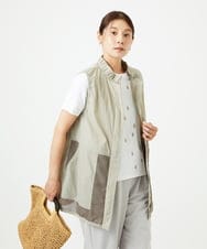 NGDGB01360 GIANNI LO GIUDICE(ジャンニ ロ ジュディチェ) マイクロストライプストレッチロングジレ ベージュ