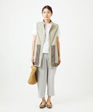 NGDGB01360 GIANNI LO GIUDICE(ジャンニ ロ ジュディチェ) マイクロストライプストレッチロングジレ ベージュ