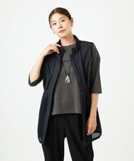 NGDGB01360 GIANNI LO GIUDICE(ジャンニ ロ ジュディチェ) マイクロストライプストレッチロングジレ ブラック