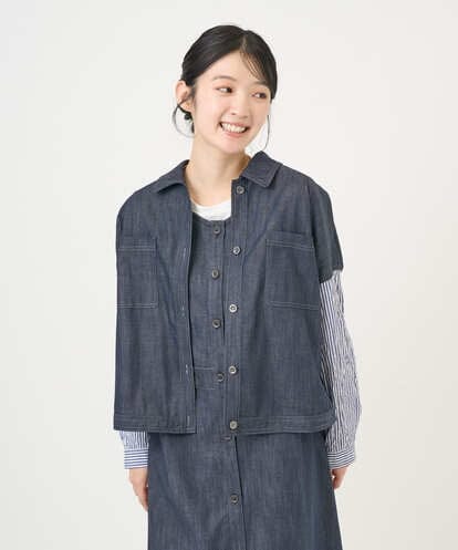NGDGD20390  [洗える]スラブシャンブレーデニムブルゾン