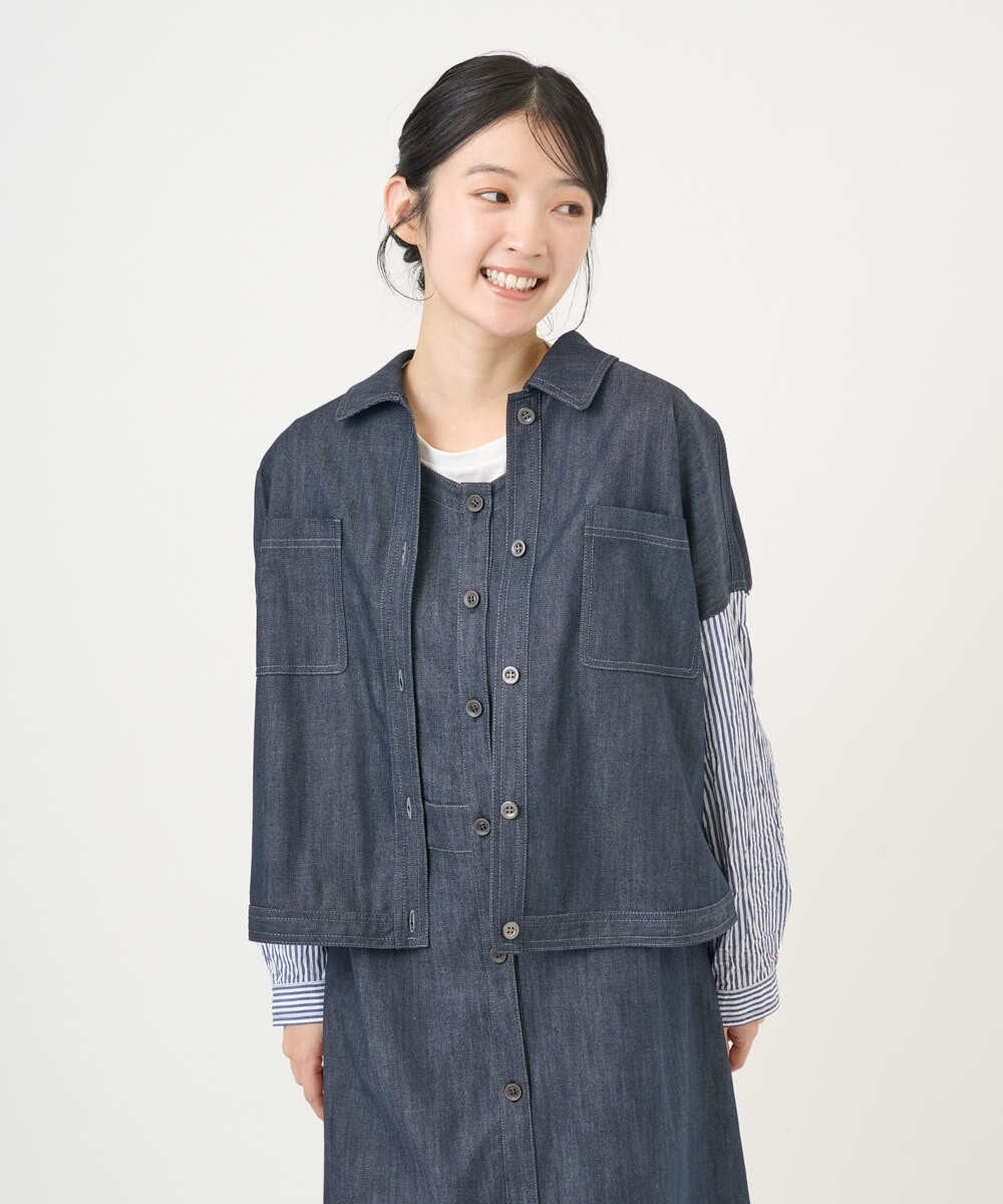 NGDGD20390 GIANNI LO GIUDICE(ジャンニ ロ ジュディチェ) [洗える]スラブシャンブレーデニムブルゾン ネイビー