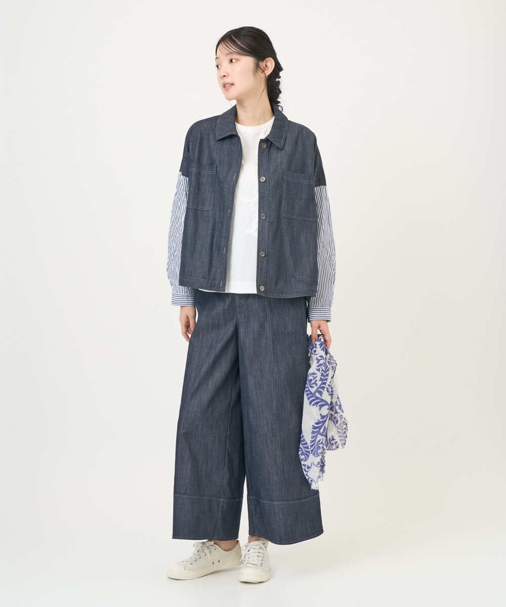 NGDGD20390 GIANNI LO GIUDICE(ジャンニ ロ ジュディチェ) [洗える]スラブシャンブレーデニムブルゾン ネイビー