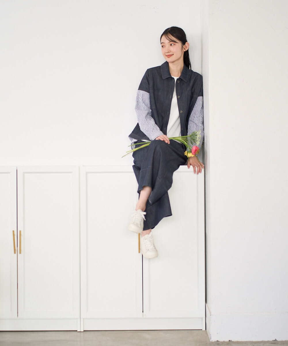 NGDGD20390 GIANNI LO GIUDICE(ジャンニ ロ ジュディチェ) [洗える]スラブシャンブレーデニムブルゾン ネイビー