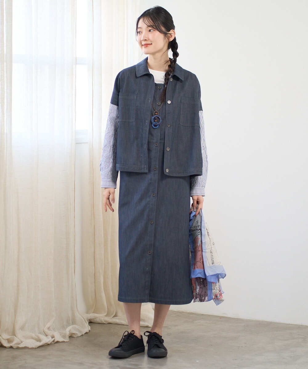 NGDGD20390 GIANNI LO GIUDICE(ジャンニ ロ ジュディチェ) [洗える]スラブシャンブレーデニムブルゾン ネイビー