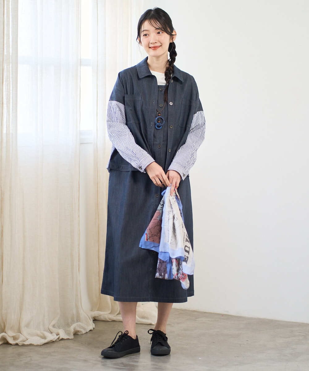 NGDGD20390 GIANNI LO GIUDICE(ジャンニ ロ ジュディチェ) [洗える]スラブシャンブレーデニムブルゾン ネイビー