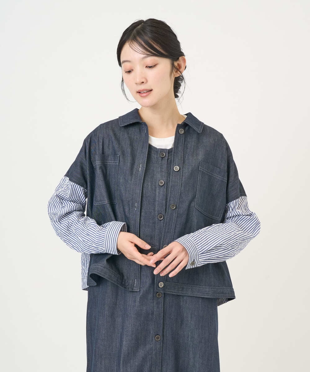 NGDGD20390 GIANNI LO GIUDICE(ジャンニ ロ ジュディチェ) [洗える]スラブシャンブレーデニムブルゾン ネイビー