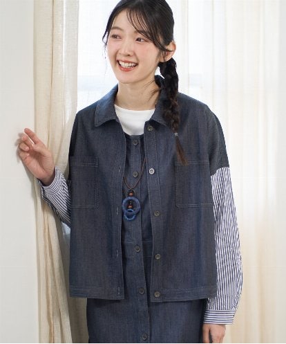 NGDGD20390 GIANNI LO GIUDICE [洗える]スラブシャンブレーデニムブルゾン