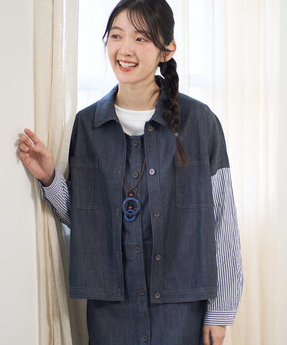 NGDGD20390 GIANNI LO GIUDICE(ジャンニ ロ ジュディチェ) [洗える]スラブシャンブレーデニムブルゾン ネイビー