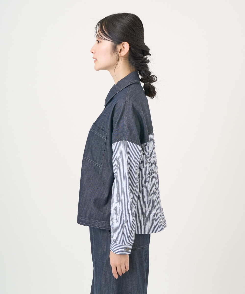 NGDGD20390 GIANNI LO GIUDICE(ジャンニ ロ ジュディチェ) [洗える]スラブシャンブレーデニムブルゾン ネイビー