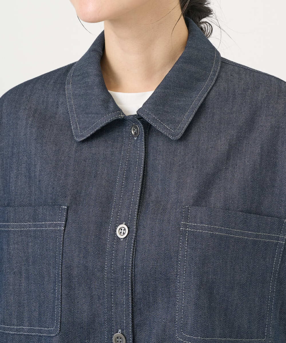 NGDGD20390 GIANNI LO GIUDICE(ジャンニ ロ ジュディチェ) [洗える]スラブシャンブレーデニムブルゾン ネイビー