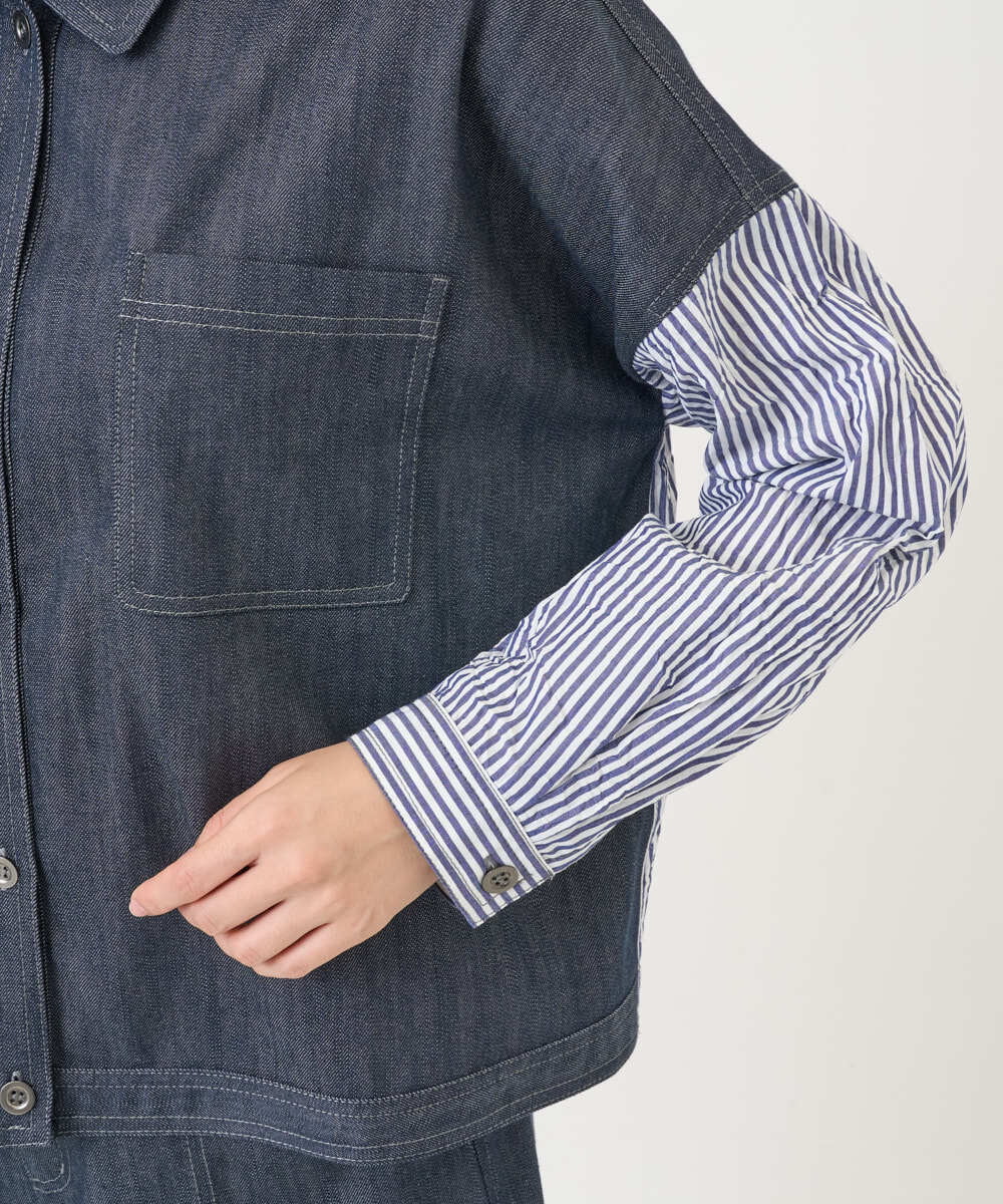 NGDGD20390 GIANNI LO GIUDICE(ジャンニ ロ ジュディチェ) [洗える]スラブシャンブレーデニムブルゾン ネイビー