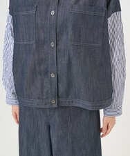 NGDGD20390 GIANNI LO GIUDICE(ジャンニ ロ ジュディチェ) [洗える]スラブシャンブレーデニムブルゾン ネイビー