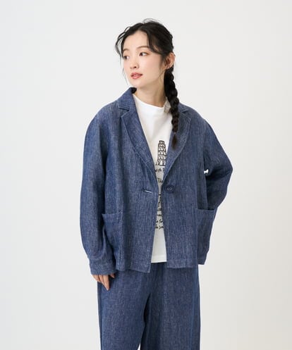 NGDGE40430 GIANNI LO GIUDICE [洗える]デニム調リネンジャケット