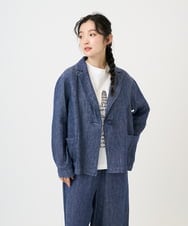 NGDGE40430 GIANNI LO GIUDICE(ジャンニ ロ ジュディチェ) [洗える]デニム調リネンジャケット ネイビー