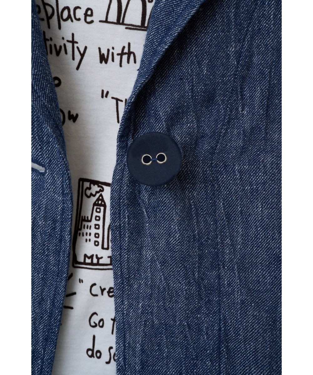 NGDGE40430 GIANNI LO GIUDICE(ジャンニ ロ ジュディチェ) [洗える]デニム調リネンジャケット ネイビー